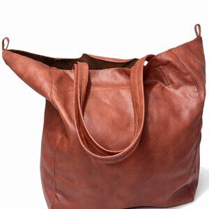Oversized Soft Brown Leather Tote Bag (Large)